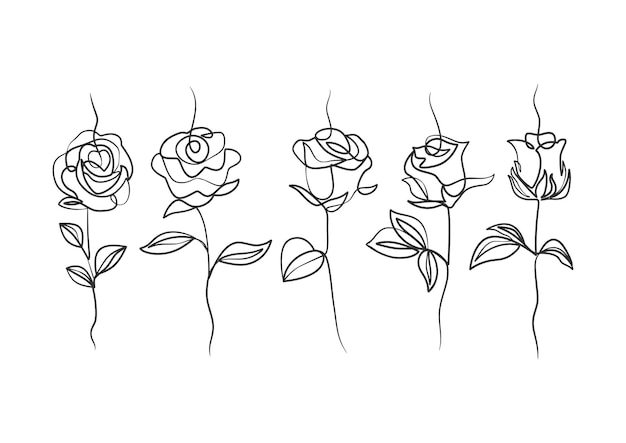 Continuous one line art drawing of beauty rose flower