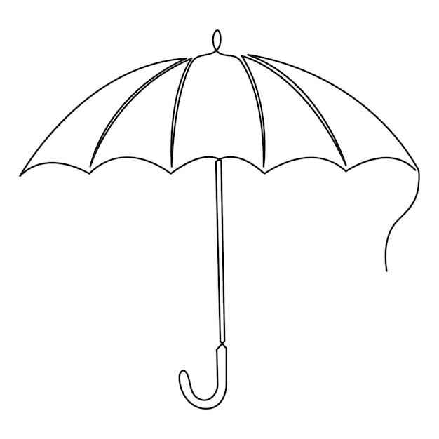 Vector continuous one line art drawing of doodle umbrella outline vector art sketch