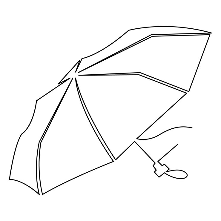 Continuous one line art drawing of doodle umbrella outline vector art sketch