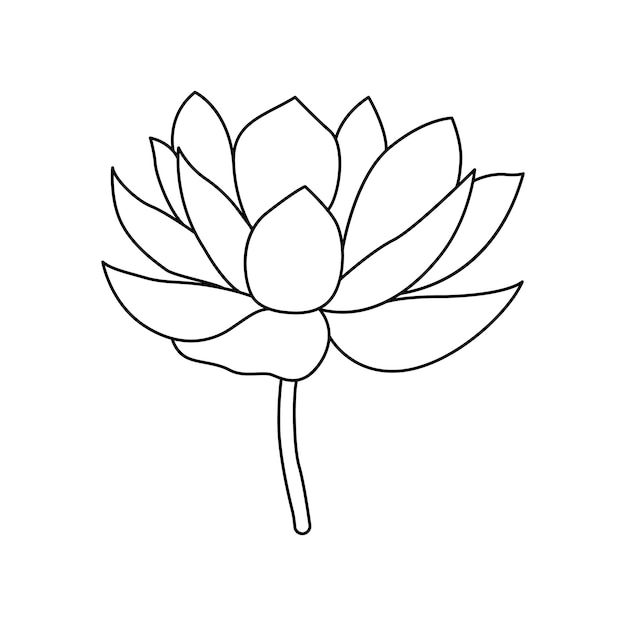 Continuous one line art drawing of lotus flower vector illustration