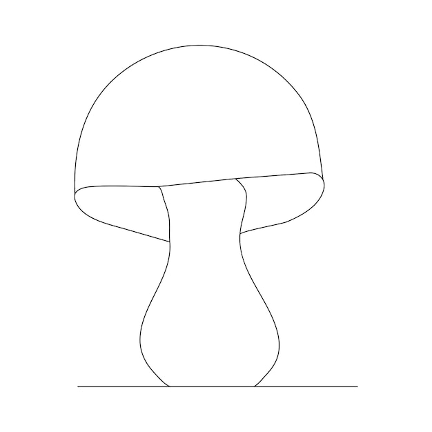 Continuous one line art drawing of mushroom