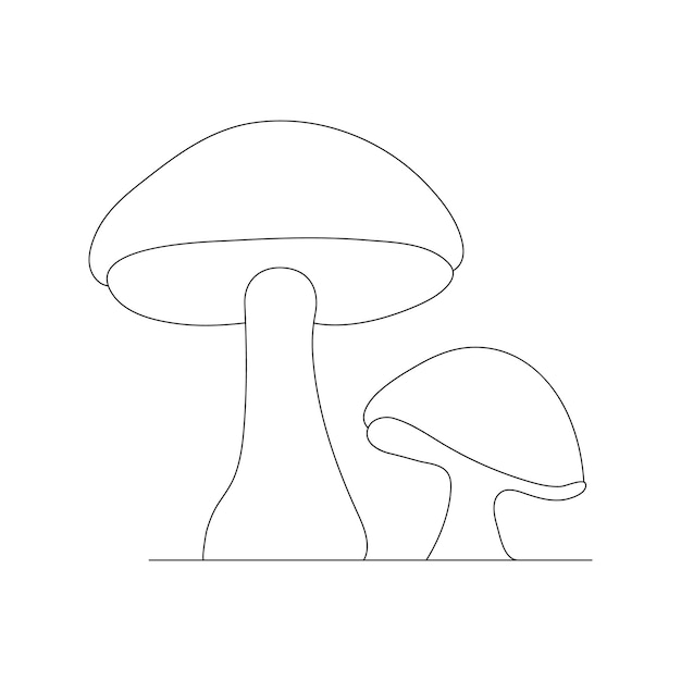 Continuous one line art drawing of mushroom