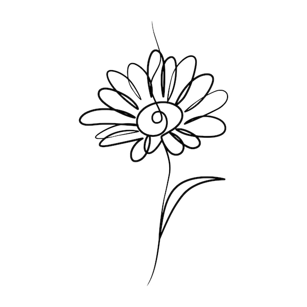Непрерывный рисунок одной линии цветка ромашки красоты