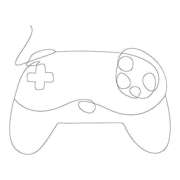 Vector continuous one line art hand drawing of game controller vector illustration