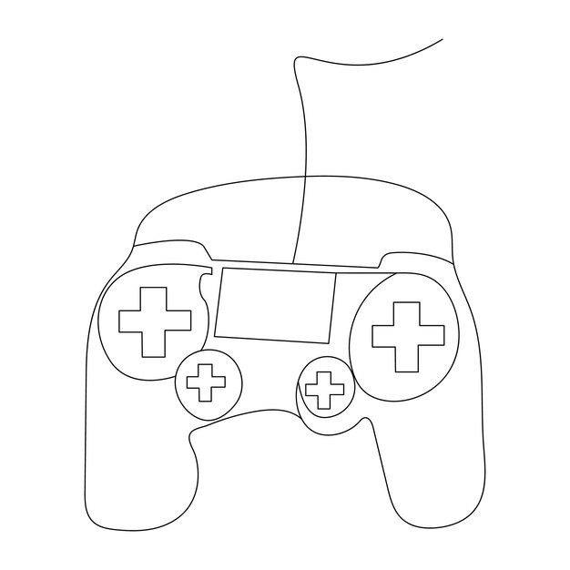 Continuous one line art hand drawing of game controller vector illustration