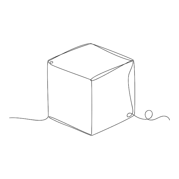 Continuous one line art square box isolated vector illustration