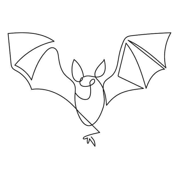 Vector continuous one line bat drawing vector art illustration