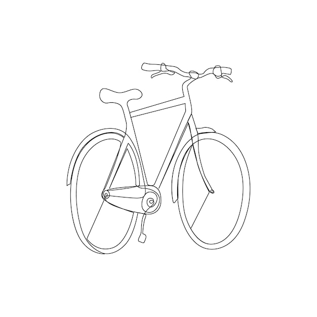 Continuous One line bicycle outline vector art illustration