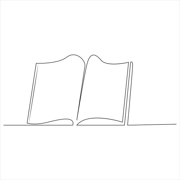 Непрерывная однолинейная книга с рисунком векторной иллюстрации