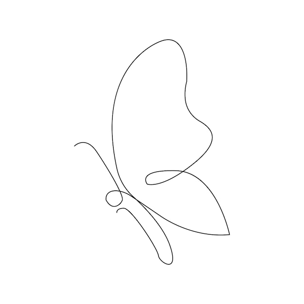 연속적인 한 줄 나비 비행 윤 미술 그림