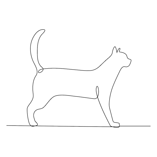 Illustrazione artistica vettoriale continua di una linea di disegno di gatto o animale domestico