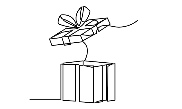 Continuous one line of Christmas and birthday gift box in a single line