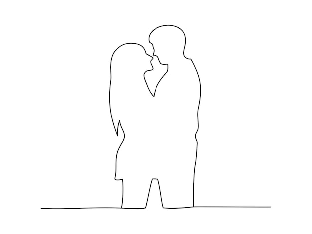 Vector continuous one line couple isolated vector illustration