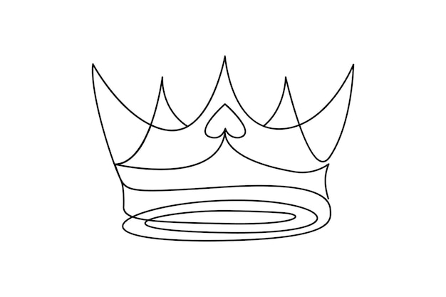 Vector continuous one line crown drawing vector art illustration and outline king and majesty concept art