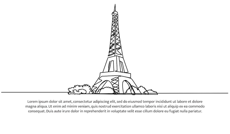 Vector continuous one line design of french towerminimalist style vector illustration on white background
