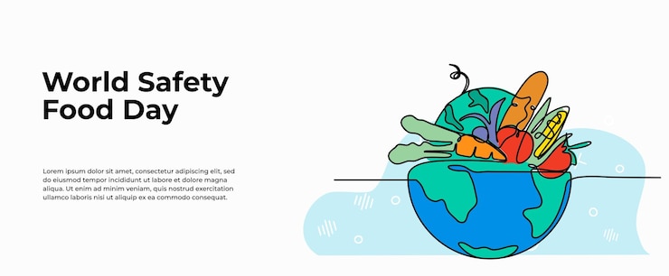 Vector continuous one line design of world food safety day vegetables