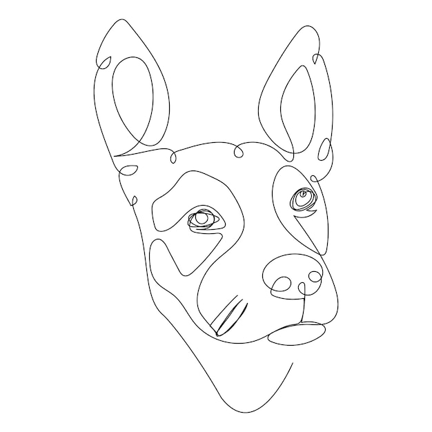 Continuous one line dog drawing out line vector illustration design