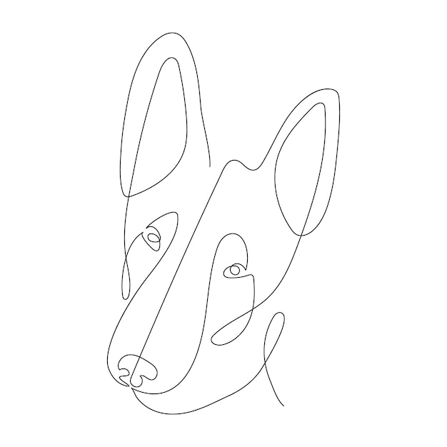 Continuous one line dog drawing out line vector illustration design