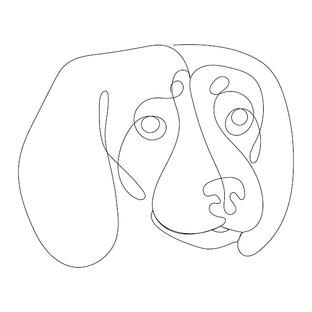 Continuous one line dog drawing out line vector illustration design