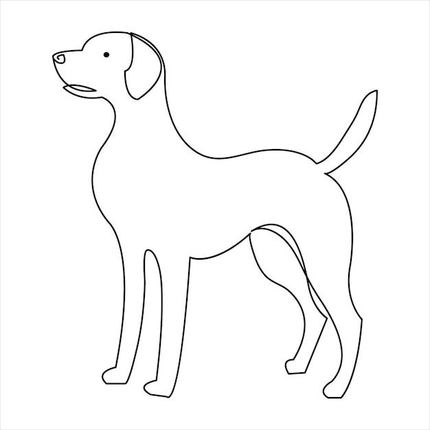 Vettore disegno d'arte per animali domestici di una linea continua e icona di cane semplice silhouette contorno illustrazione vettoriale