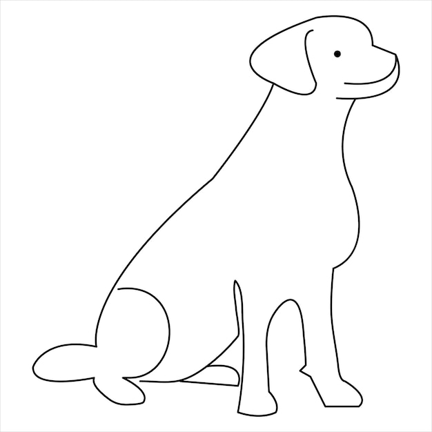 Vector continuous one line dog pet art drawing and dog icon simple silhouette outline vector illustration