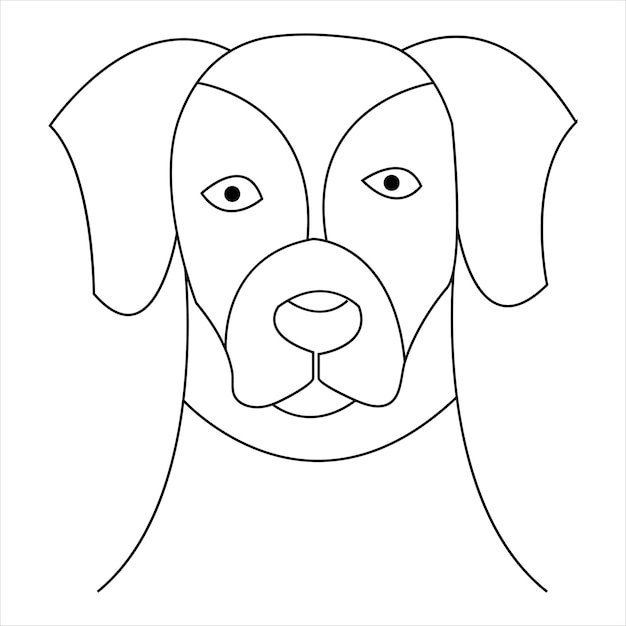 Continuous one line dog pet art drawing and dog icon simple silhouette outline vector illustration