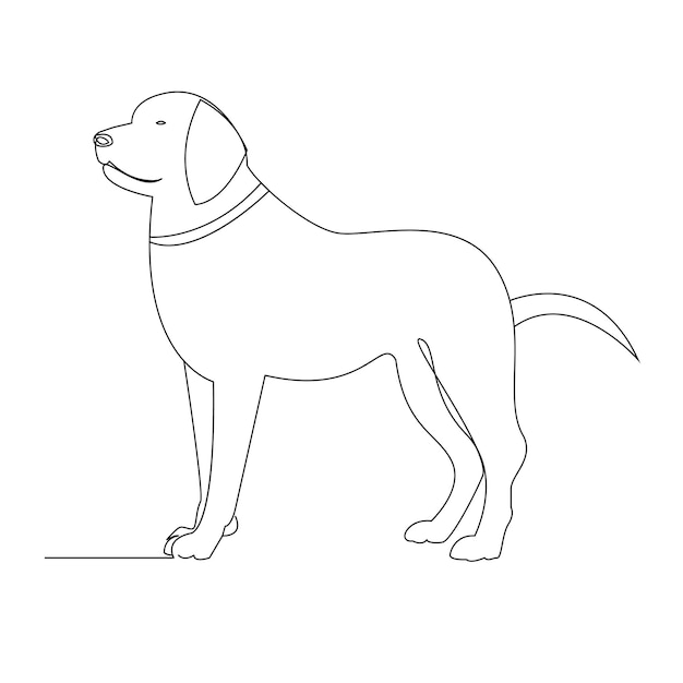 Vector continuous one line dog pet outline vector art drawing