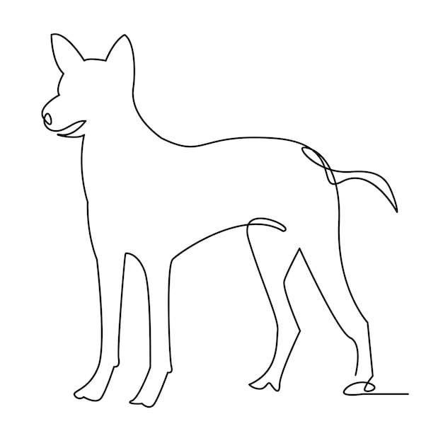 Vector continuous one line dog pet outline vector art drawing