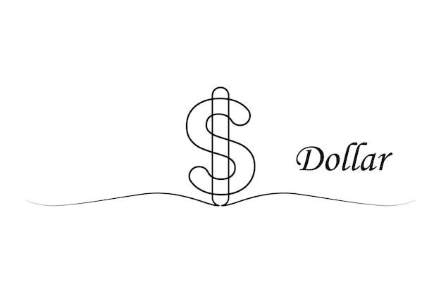 Vector continuous one line dollar signs drawing and single line currency concept outline illustration art