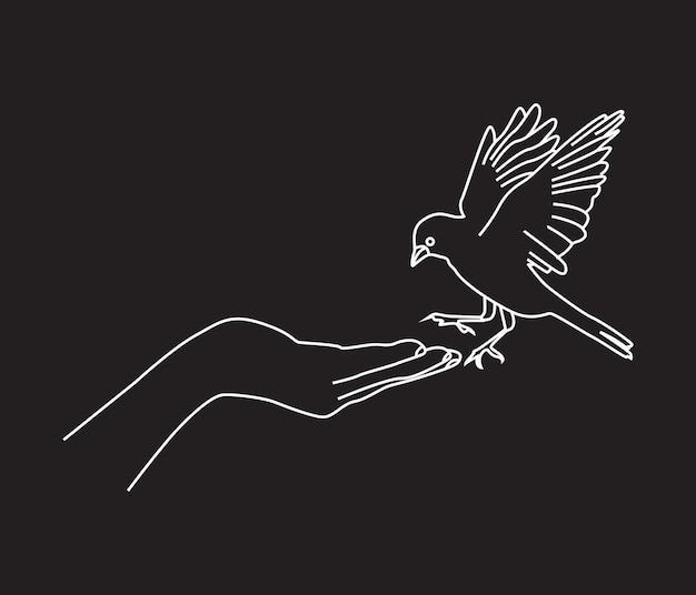 Вектор Непрерывная одна линия рисует птицу в ручном рисунке