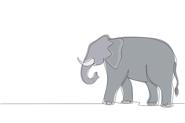 Vettore disegno continuo a una linea elefante africano animale selvatico identità del logo della grande azienda elefante animale zoo africano per la conservazione del parco nazionale illustrazione grafica vettoriale del disegno di disegno a linea singola