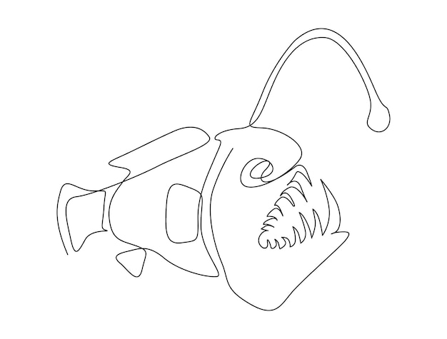 Premium Vector  Continuous one line drawing of angler fish . simple  illustration of scary angler fish line art vecto