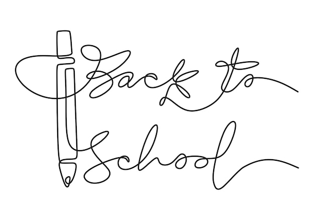 Continuous one line drawing of back to school handwritten words