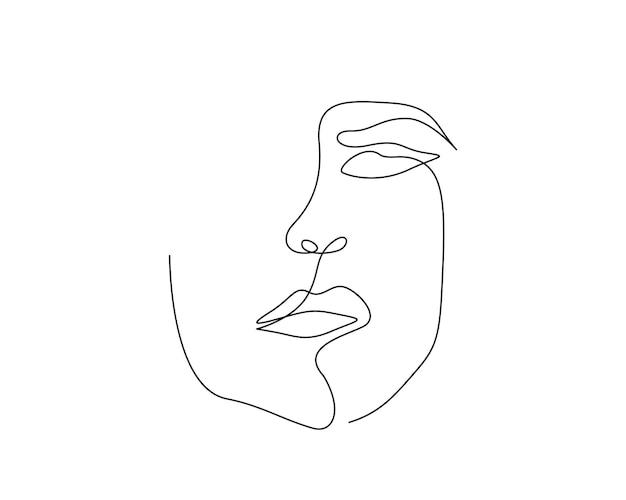 continuous one line drawing of beautiful lady face
