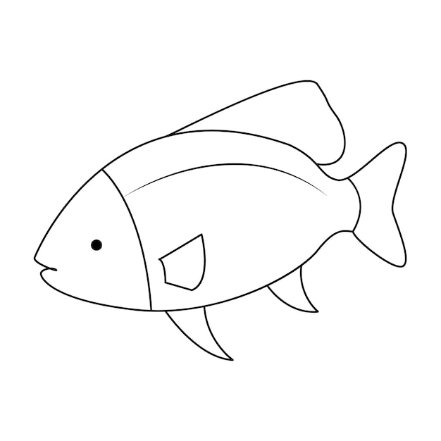 Vector continuous one line drawing of big fish and single line vector art illustration