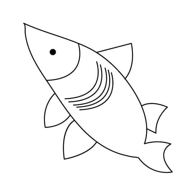Vector continuous one line drawing of big fish and single line vector art illustration