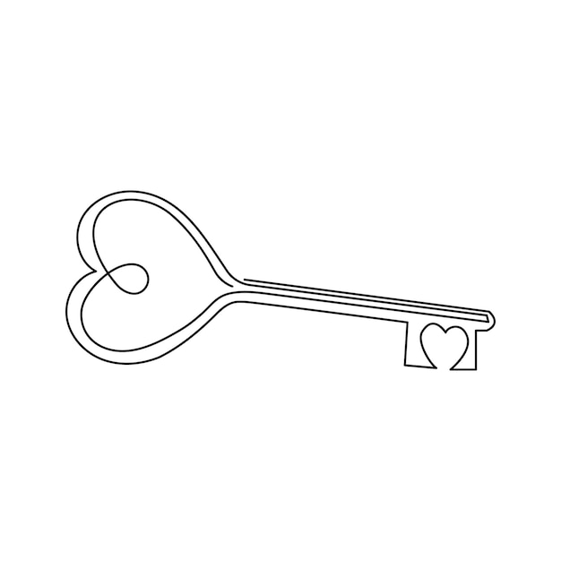 Continuous one line drawing of big key vector illustration pro vector