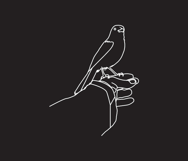 Continuous one line drawing a bird in hand line art