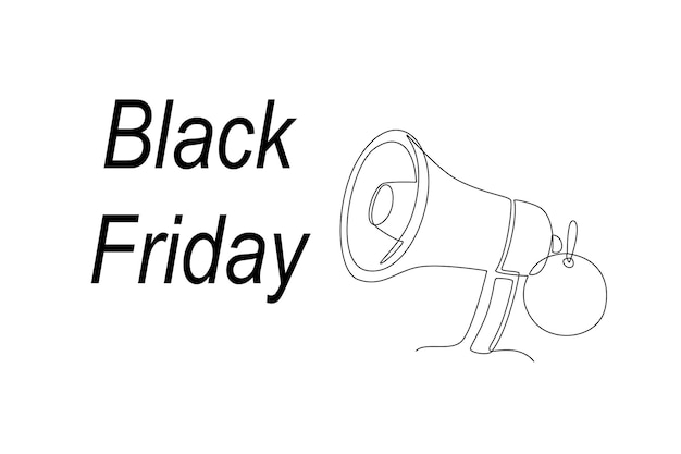 Continuous one line drawing Black Friday concept Doodle vector illustration