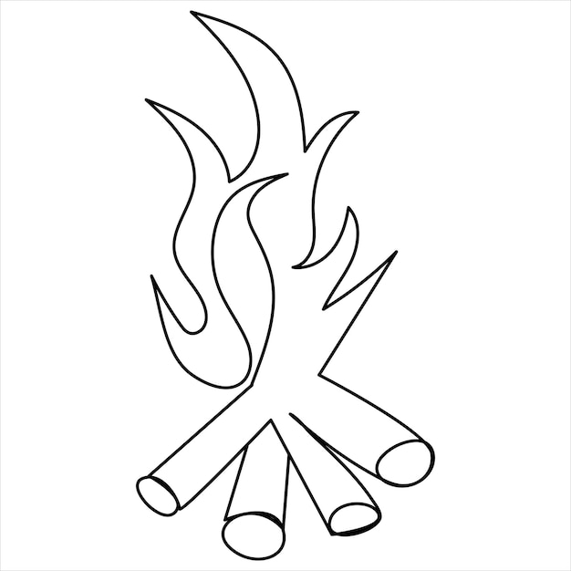 Vector continuous one line drawing of bonfire line art drawing vector illustration