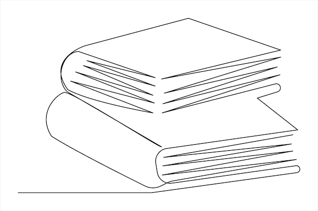 Vector continuous one line drawing of a book icon outline vector illustration