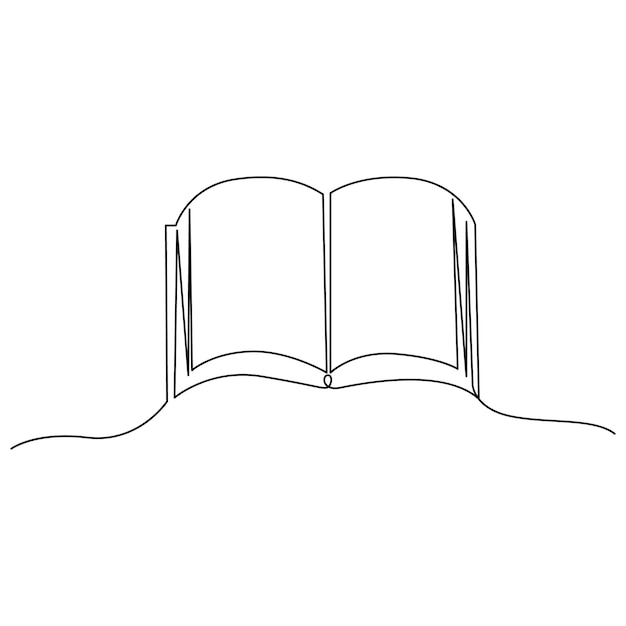 Vettore libro di disegni a linea continua con pagine di illustrazione vettoriale per l'istruzione di ritorno a scuola