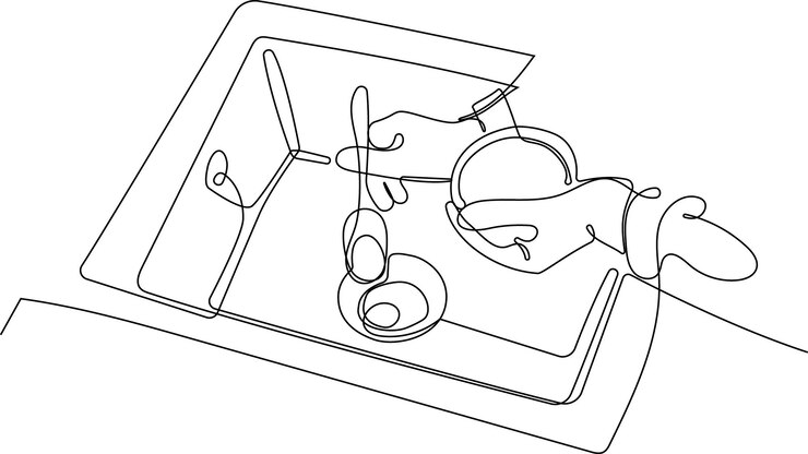 Vector continuous one line drawing of bottles for liquid laundry detergent, bleach, fabric softener