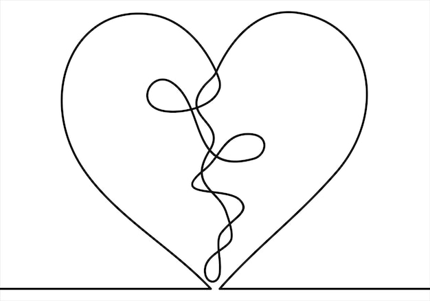 Continuous one line drawing of broken heart icon