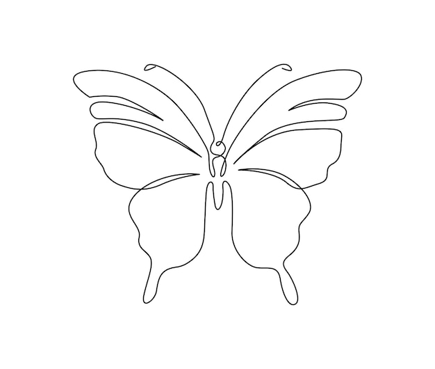 Continuous one line drawing of Butterfly Simple butterfly line art vector illustration