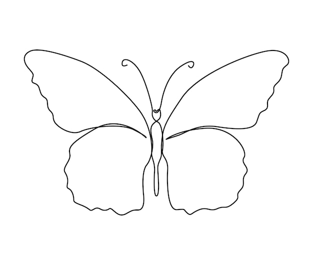 Continuous one line drawing of Butterfly Simple butterfly line art vector illustration