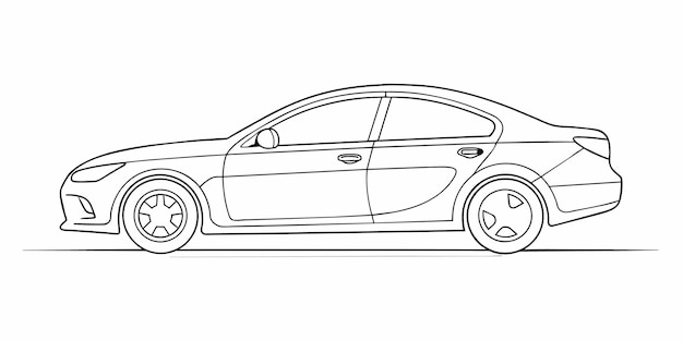 Vector continuous one line drawing of a car