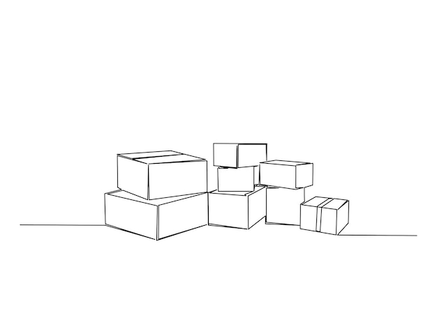 カートボンの箱の連続一線描画