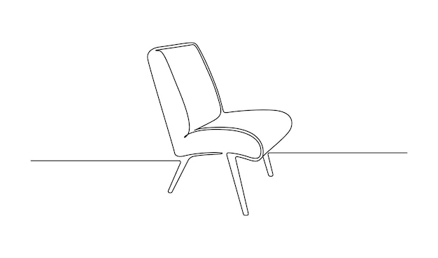 Continuous one line drawing of chair Scandinavian stylish furniture for living room or hotel concept in simple linear style Editable stroke Doodle vector illustration