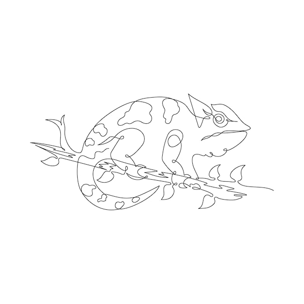 Continuous One Line Drawing of Chameleon